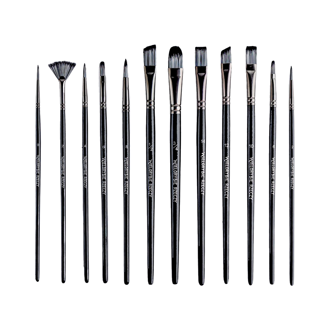 Pedzle malarskie syntetyczne zestaw 12 sztuk Wielorybie Rzeczy